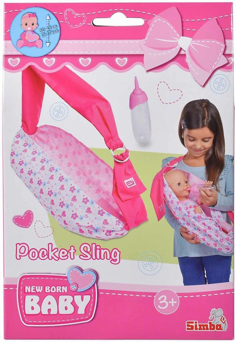 Simba 105560002 Regulowany chusta dla noworodków z torbą i butelką dla lalek 38-43 cm w wieku 3 lat i więcej