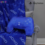 Świat postaci: Oficjalnie licencjonowana poduszka w kształcie kontrolera Playstation, projekt słuchawki, wypchana pluszowa poduszka | Niebieskie standardowe poduszki Naty Shop, idealne do dekoracji sypialni lub zabaw