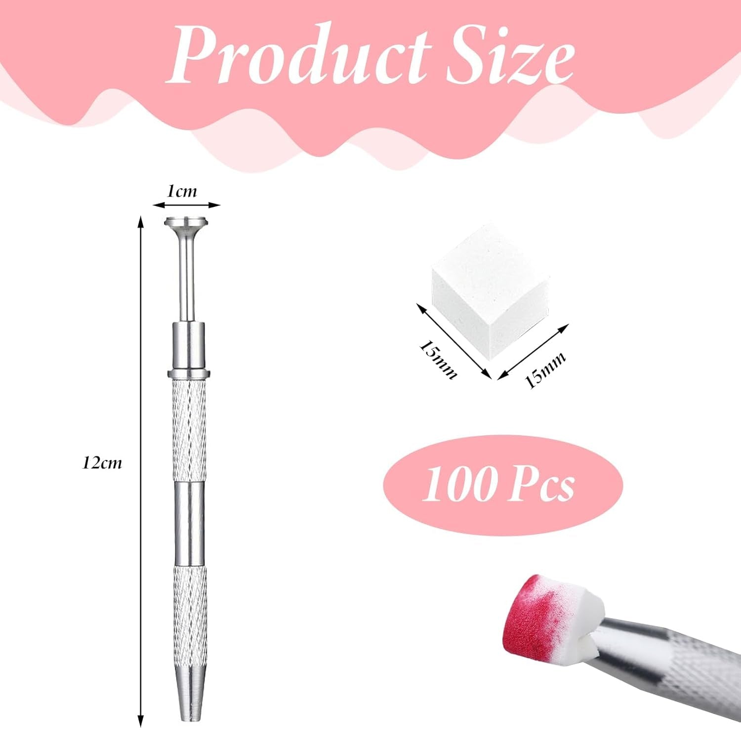 100 Stück Nail Art Schwamm Mit Piercing Zange, Nail Art Zubehör Schwamm Mit Piercing Kugel Aufdreher, Gąbkowy aplikator pędzelkowy, Nagelkunst-Rendering-Werkzeuge, Für Gradient Nail Art Patterns Erstellen.