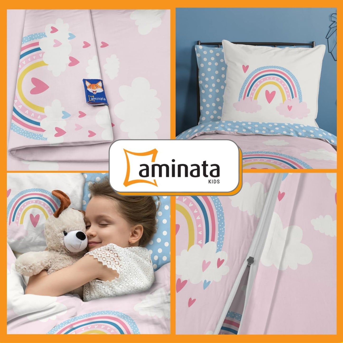 Aminata Kids pościel dla dzieci, tęcza, dwustronna Pościel - dziecięca Sklep Naty