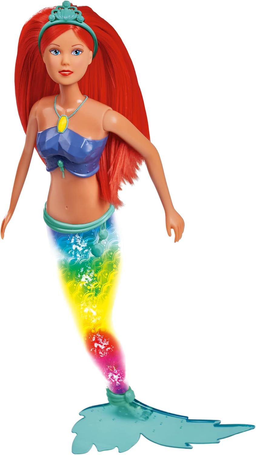 Simba 105733656 - Steffi Love Sparkling Mermaid Doll (39 cm) - Świecąca syrenka zmieniająca kolor Luminous Rainbow Wodoodporna zabawka dla dzieci w wieku 3 lat i więcej