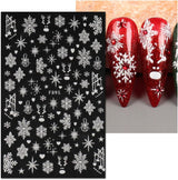 JMEOWIO Nagelsticker Weihnachten Weiß Glitter 8 Blatt Nail Art Naklejka Selbstklebend Nagelaufkleber Schneeflocke Zimowe wakacje Dekoracja Nageldesign Zubehör