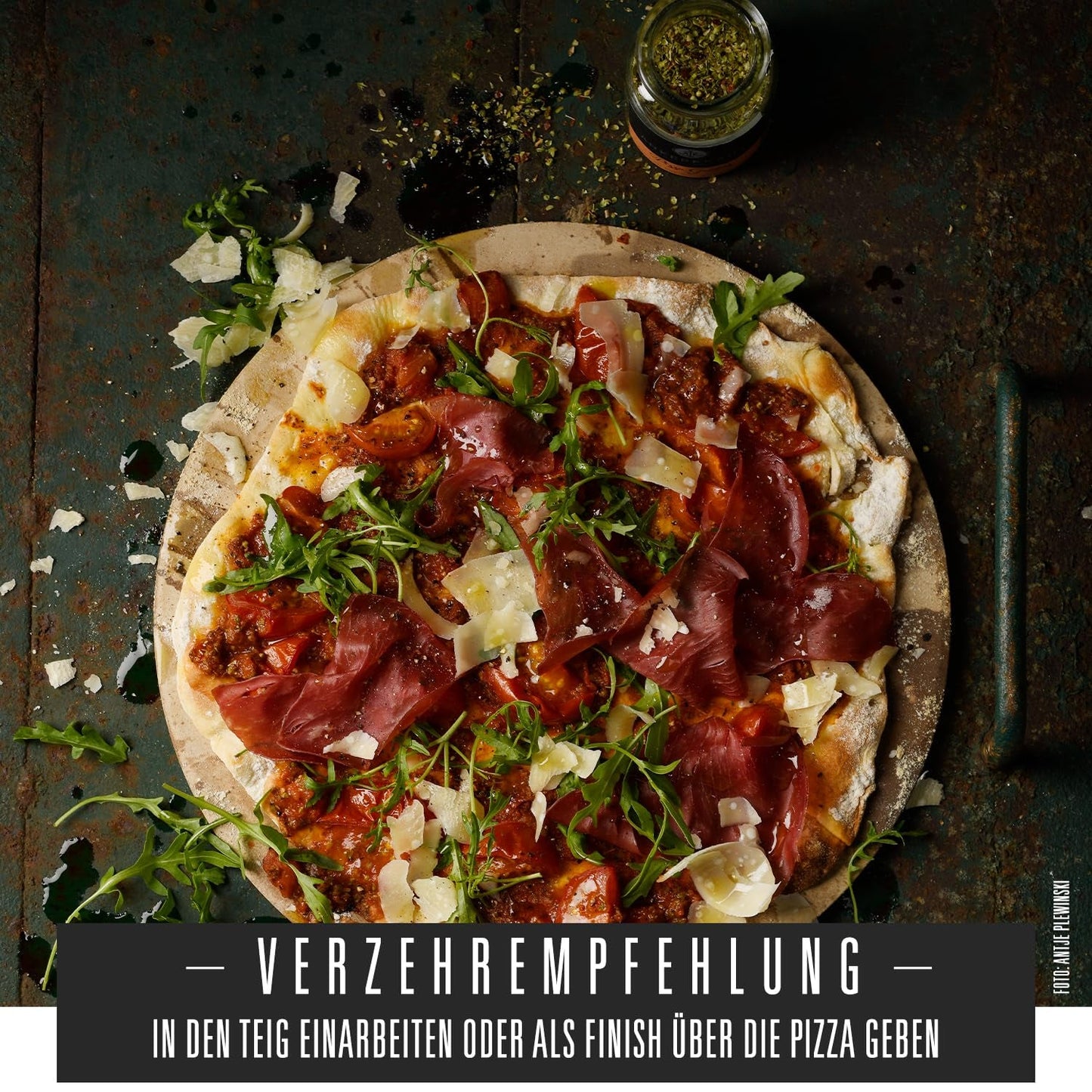 Pizza Ankerkraut, dla oryginalnego włoskiego smaku, jak ze Steinofen, również do makaronów, pomidorów-mozzarelli i wielu innych dań, 45 g w szkle korkowym