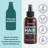 MOÉRIE Ultimate Mineralny spray na porost włosów dla dłuższych, grubszych i pełniejszych włosów - z biotyną i kofeiną - Wegańskie produkty do włosów, bez parabenów, wszystkie rodzaje włosów, odwraca wypadanie włosów - dostawa na 2 miesiące Pielęgnacja włosów Naty Shop