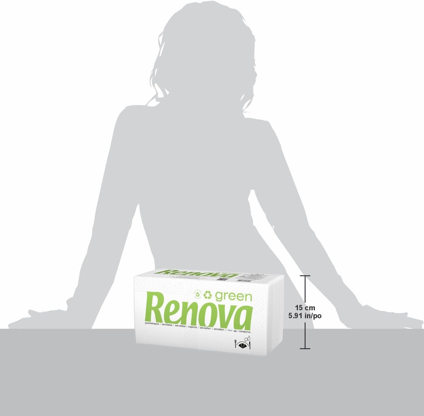 Renova - Chusteczki Renovagreen, 200 chusteczek, Papier makulaturowy, Europejskie oznakowanie ekologiczne, Rozmiar standardowy
