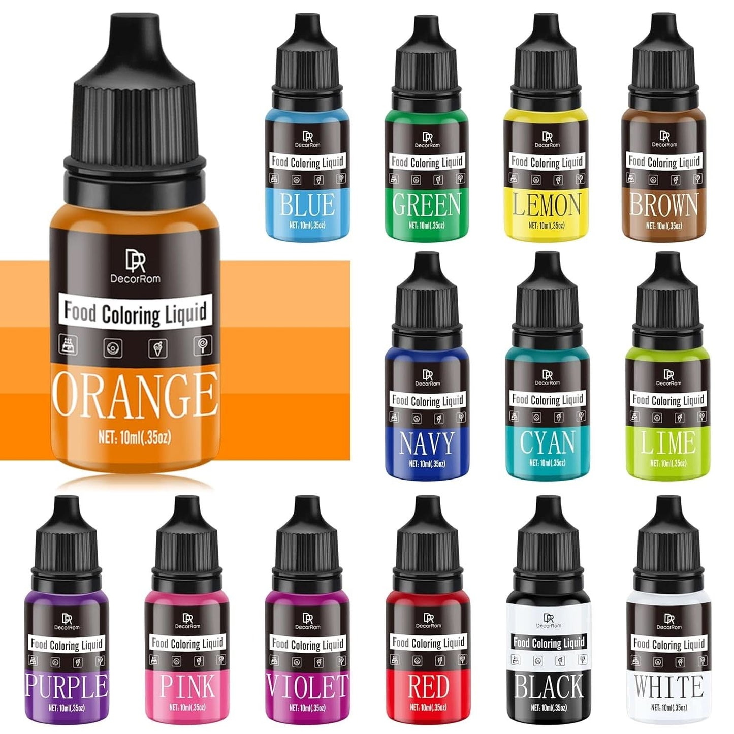 Barwnik spożywczy w płynie 10 ml Naty Shop 10 ml (zestaw 14 szt.)