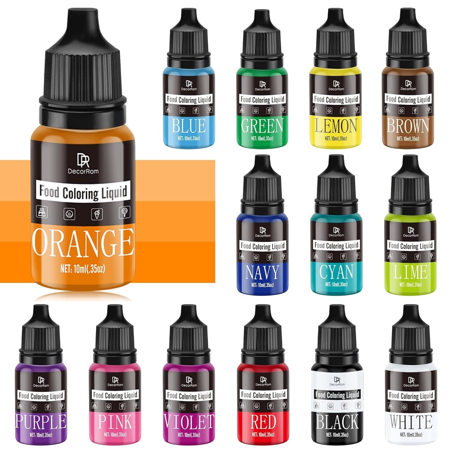 Barwnik spożywczy w płynie 10 ml Naty Shop 10 ml (zestaw 14 szt.)