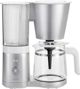ZWILLING ENFINIGY Filtrowy ekspres do kawy ze szklaną karafką 1,5 l, ekspres do kawy z bojlerem ze stali nierdzewnej, funkcją Blooming i inteligentnym odkamienianiem, tworzywo sztuczne, srebrny