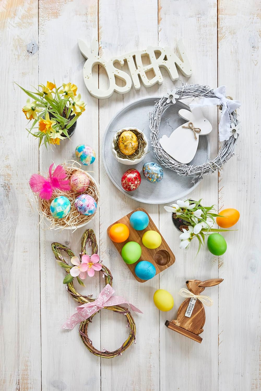 Heitmann Egg Dyes Bright Colors - 4 butelki z barwnikiem do jaj (żółty, pomarańczowy, zielony, niebieski), 2 wzmacniacze koloru, 4 torebki z barwnikami, 4 klipsy