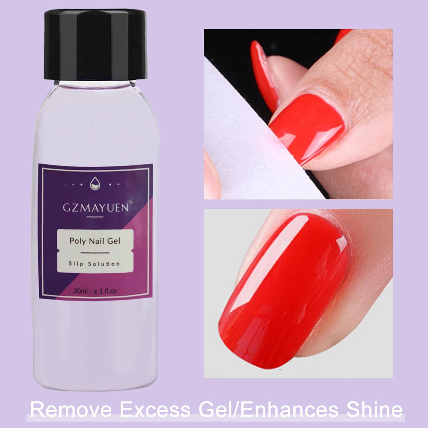 GZMAYUEN Poly Nail Gliding Solution 30 ml * 2 Żel do przedłużania paznokci Płynny żel do przedłużania paznokci - Łatwe rozwiązanie do samodzielnego przesuwania z pędzelkiem