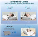 HOMCA Neck Pillow Memory Foam Orthopedic Pillow 2 in 1 Neck Support Pillow with 3D Cooling Cover Ergonomic Sleeping Pillow for Back, Side and Stomach Sleepers Gray 60X13/11X40cm Cervical Orthopedic Pillows Naty Shop
