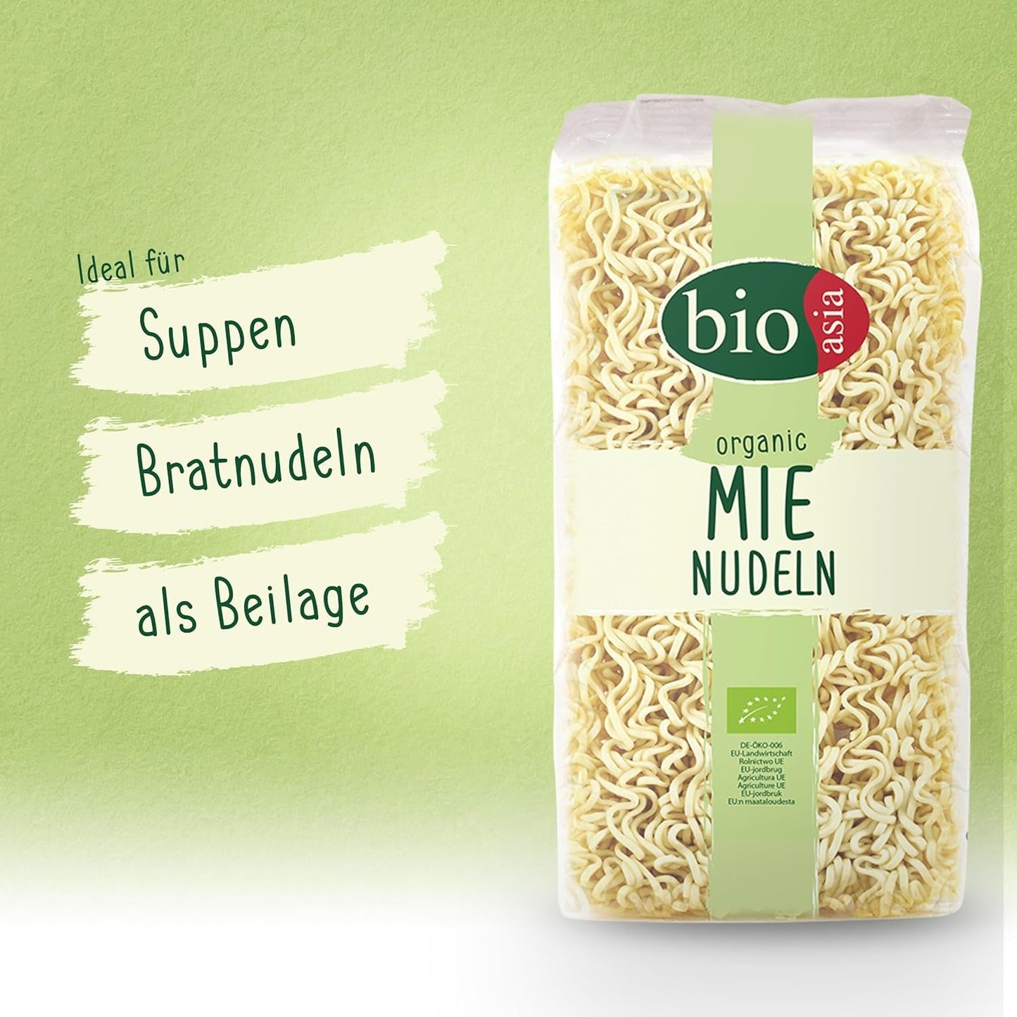 BIOASIA Organic Mie Noodles, makaron pszenny bez jajka, przygotowany szybko i łatwo, wegetariański (8 x 250 g)