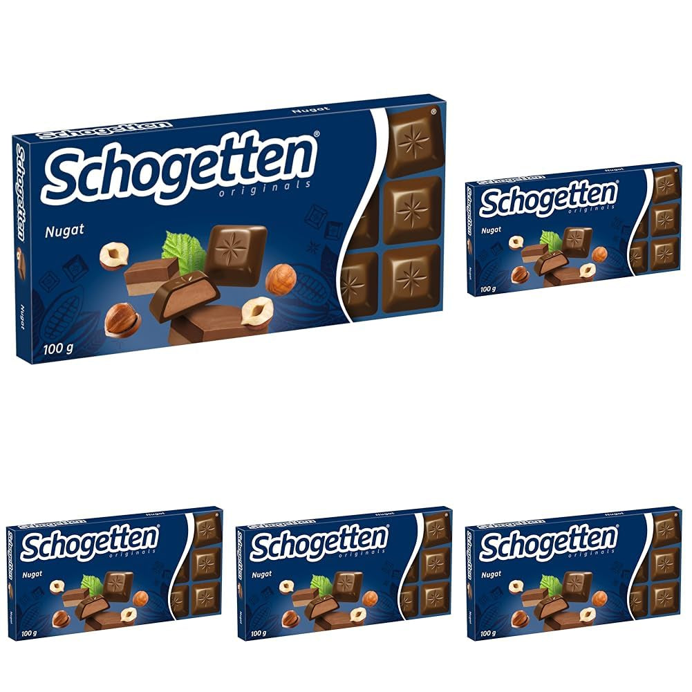 Tabliczka czekolady Schogetten Nougat 100g, pojedynczo porcjowana. Rozkosz. Kawałek po kawałku.