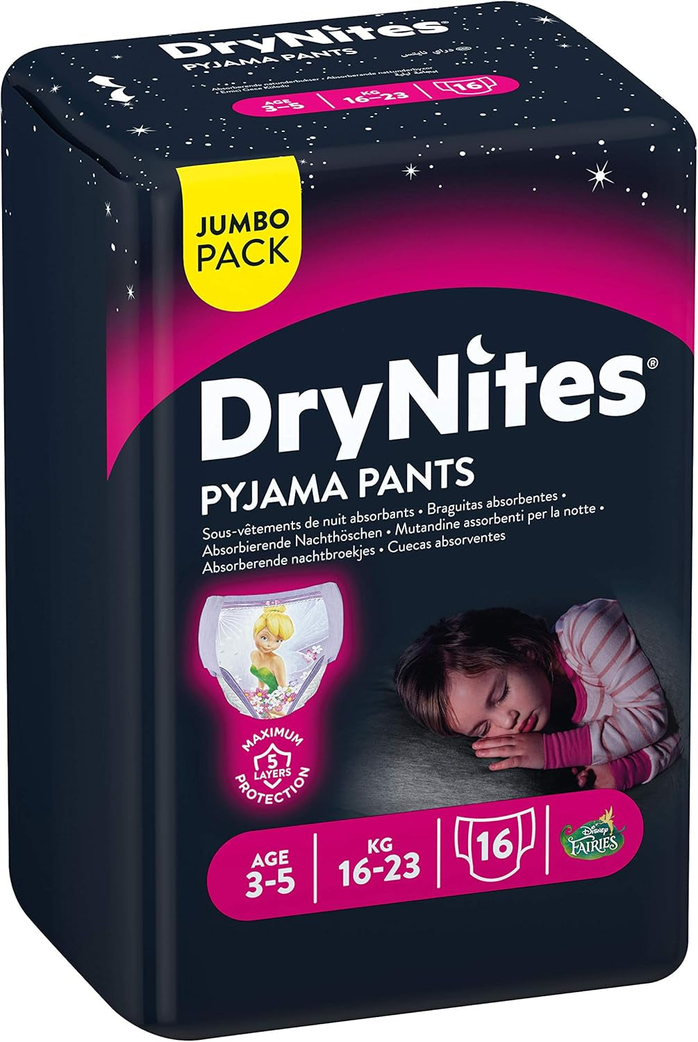 Spodnie od piżamy DryNites dla dziewczynek 3-5 lat 1 opakowanie (1 x 16 sztuk)