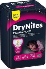 Bielizna nocna Huggies DryNites dla dziewczynek, 3-5 lat (16-23 kg), 2 x 16 sztuk