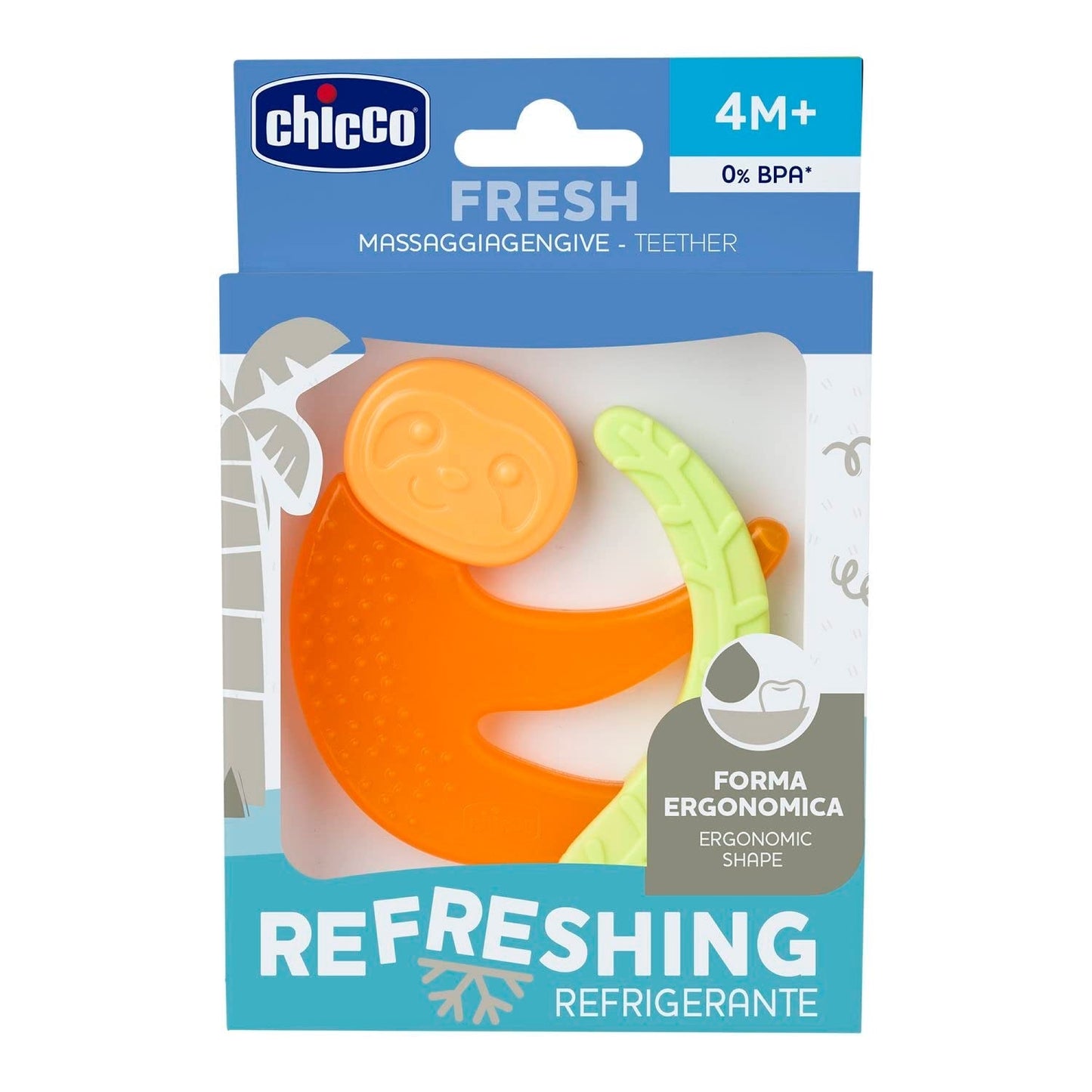 Gryzak Chicco Fresh&Relax Monkey lub Sloth, 4M+, wypełniony sterylną wodą