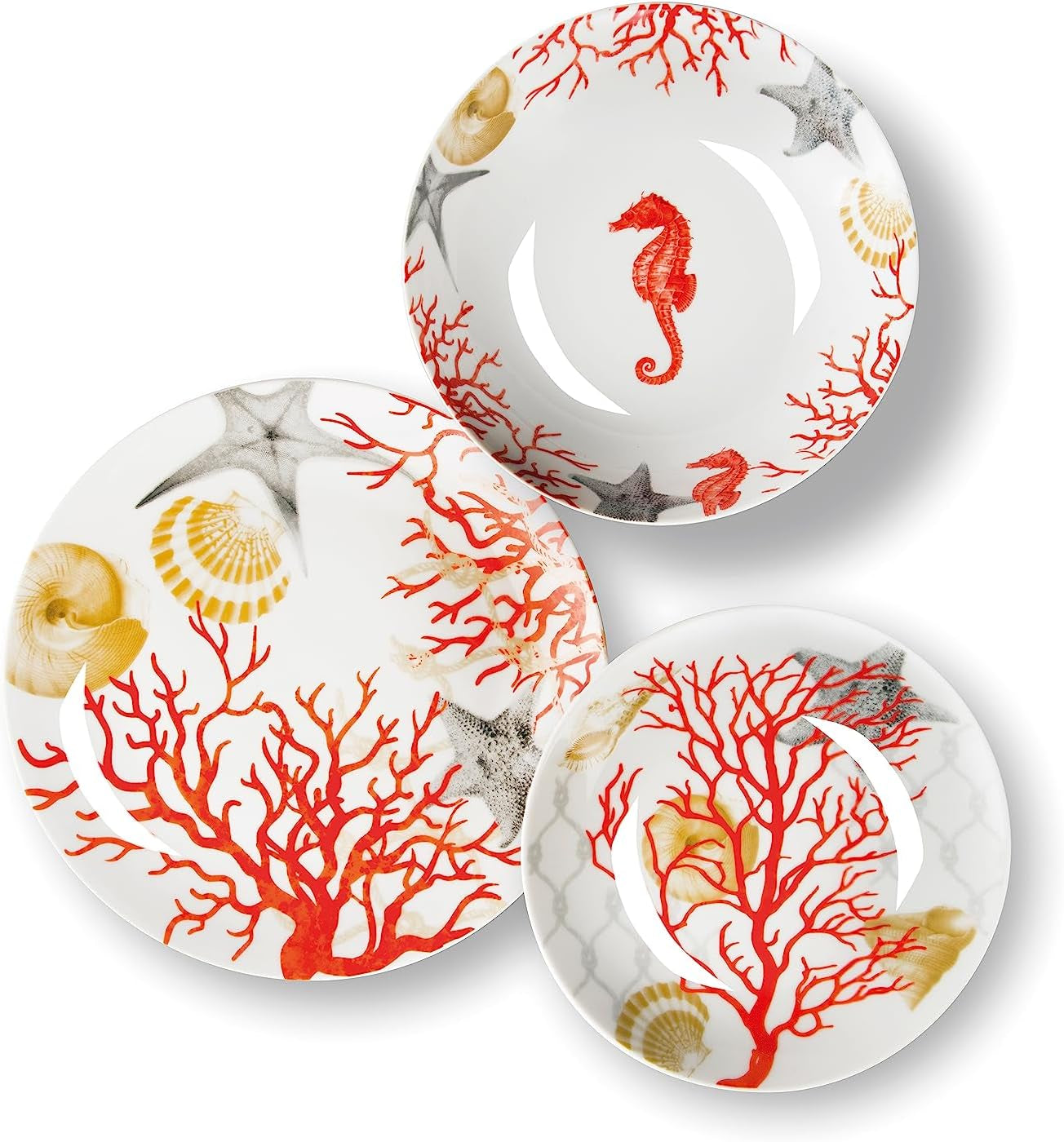 Serwis stołowy Excelsa Coral, 18 sztuk, porcelana, czerwony