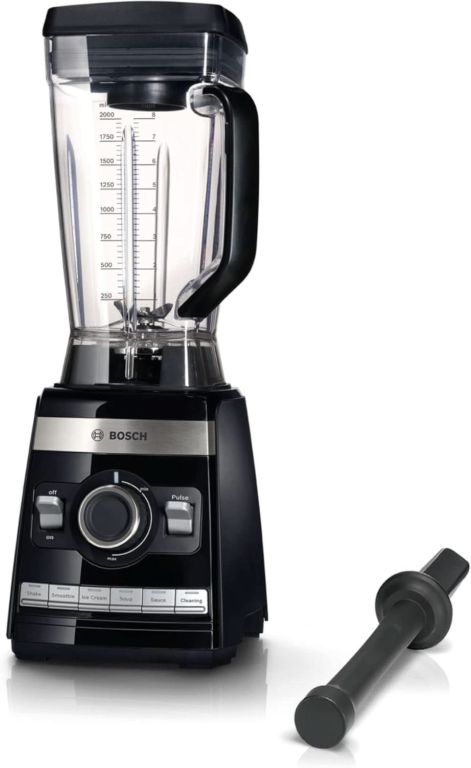Bosch Mikser stojący Vitaboost MMBH6P6BDE, 6-Klingen-Edelstahlmesser, 2,5 l Tritan-Mixbehälter, Stopfer, 6 programów automatycznych, Rezeptbuch, Bpa-Frei, Einfache Reinigung, 45 000 U/Min, 1600 W, Schwarz Bucatarie Naty Shop Single Schwarz Deutsches Rezeptbuch