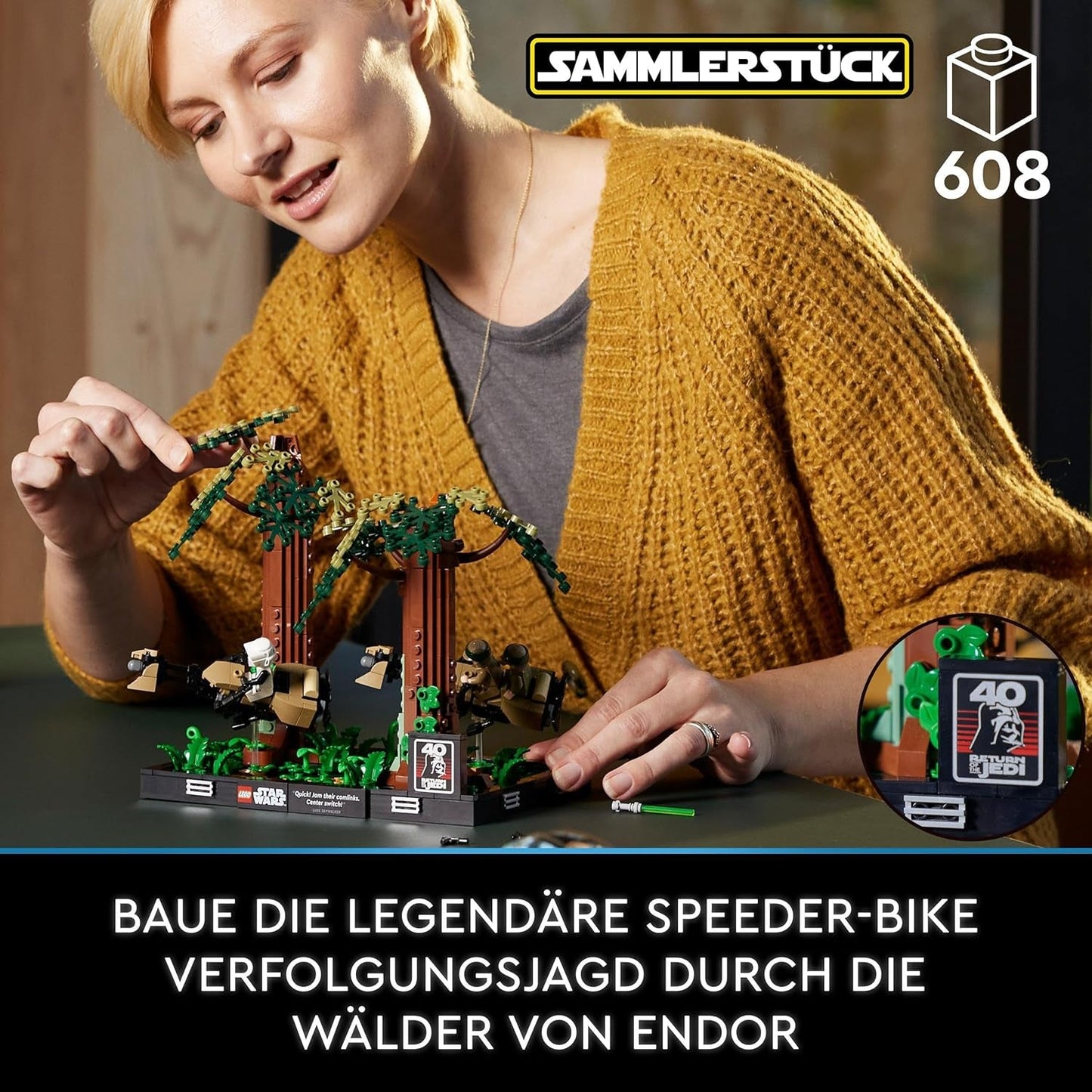LEGO 75353 Star Wars Pościg na Endorze — zestaw dioramy, Powrót Jedi z Lukiem Skywalkerem, księżniczką Leią, żołnierzem zwiadowczym i ścigaczami, zestawy do budowania z okazji 40. rocznicy urodzin w sklepie LEGO