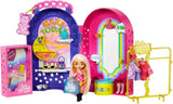 Barbie Extra Minis, dodatkowa mini lalka i zestaw butikowy, szafa z szafkami, półki, lustra, platforma 360, dodatkowa mini lalka z różowymi akcesoriami do włosów, HHN15