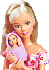 Simba 105733680 Steffi LOVE Doll Hello Baby (29 Cm) - Lalka w ciąży z rosnącym brzuszkiem, lalka i akcesoria - zabawka dla dzieci dla dziewcząt i chłopców od 3 lat, czarna Dolls Naty Shop