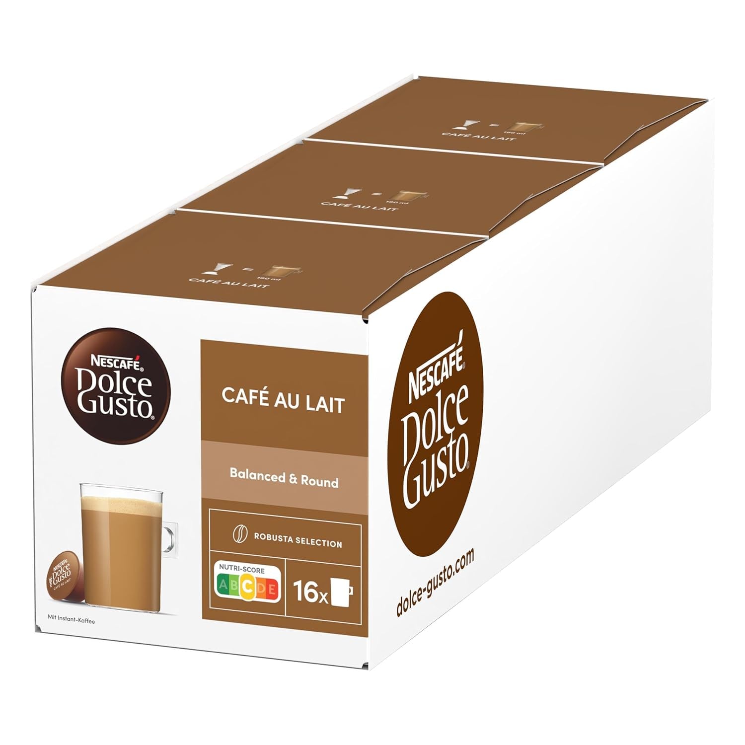 NESCAFÉ DOLCE GUSTO Café au Lait Kaffeekapseln Pakiet 6 sztuk (6 x 16 Kapseln)