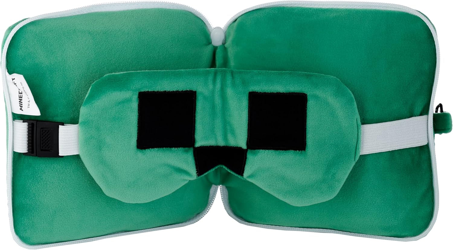 Puckator Relaxeazzz Minecraft Creeper Pluszowa poduszka podróżna i maska na oczy Zagłówek Poduszka do spania Poduszka pod kark Poduszka podróżna Maska do spania Dla dzieci i dorosłych do podróży Samochód Pociąg Akcesoria do samolotów Poduszki podróżne Naty Shop