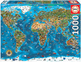 Educa - Puzzle 1000 elementów dla dorosłych | Cuda świata, puzzle 1000 elementów dla dorosłych i dzieci, atrakcje turystyczne, mapa świata. Układanka dla dorosłych od 14 lat (19022) Puzzle Naty Shop Domyślny tytuł