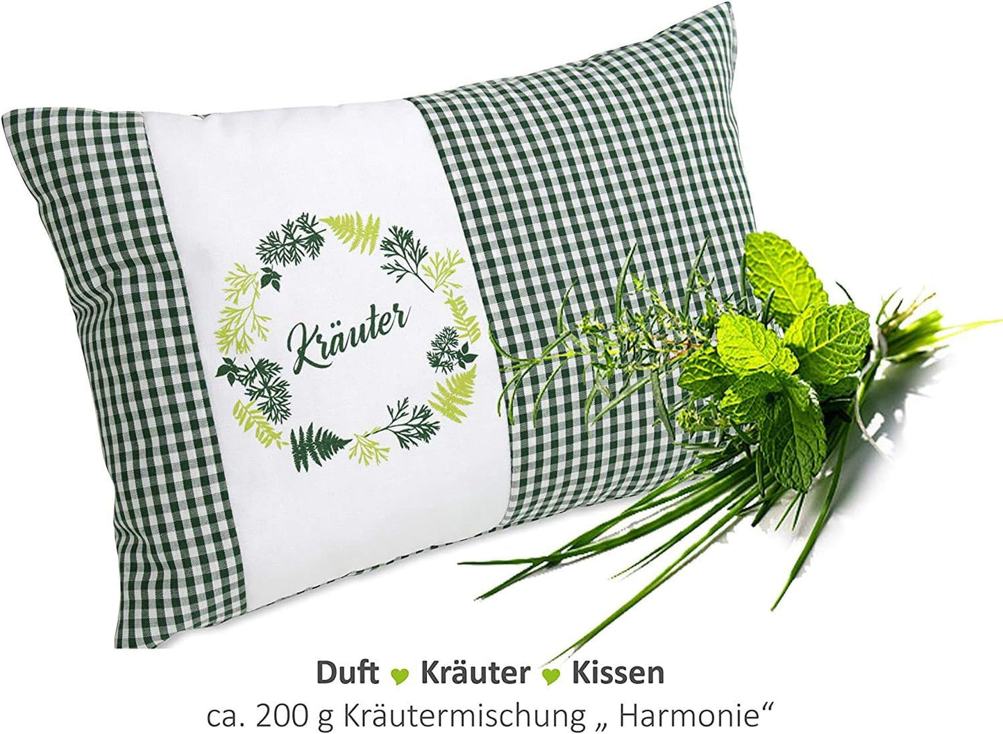 Gözze - Poduszka o zapachu ziół, 200 g wypełnienia z mieszanki ziół, poszewka ze 100% bawełny, 30 x 20 cm - Szara krata Naty Shop Standardowe poduszki