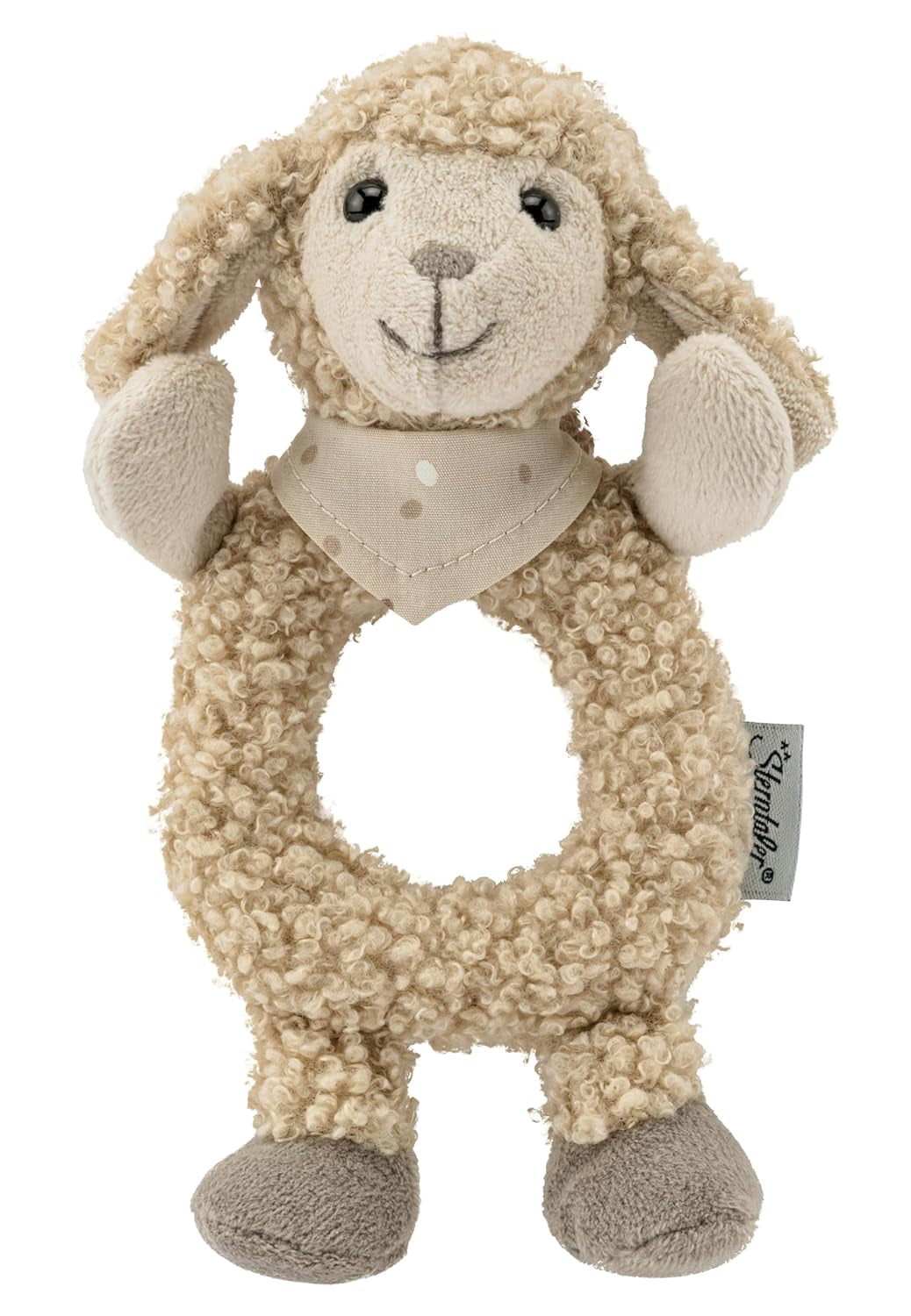 Flocke Sheep Sterntaler Catch Toy - zabawka motoryczna do grzechotki, macania i zabawy - pluszowa zabawka dla niemowląt i dzieci z grzechotką jako wiernym przyjacielem - zabawka dla dziecka wykonana z miękkiej tkaniny w kolorze piasku Bebe Naty Shop Toys Domyślny tytuł