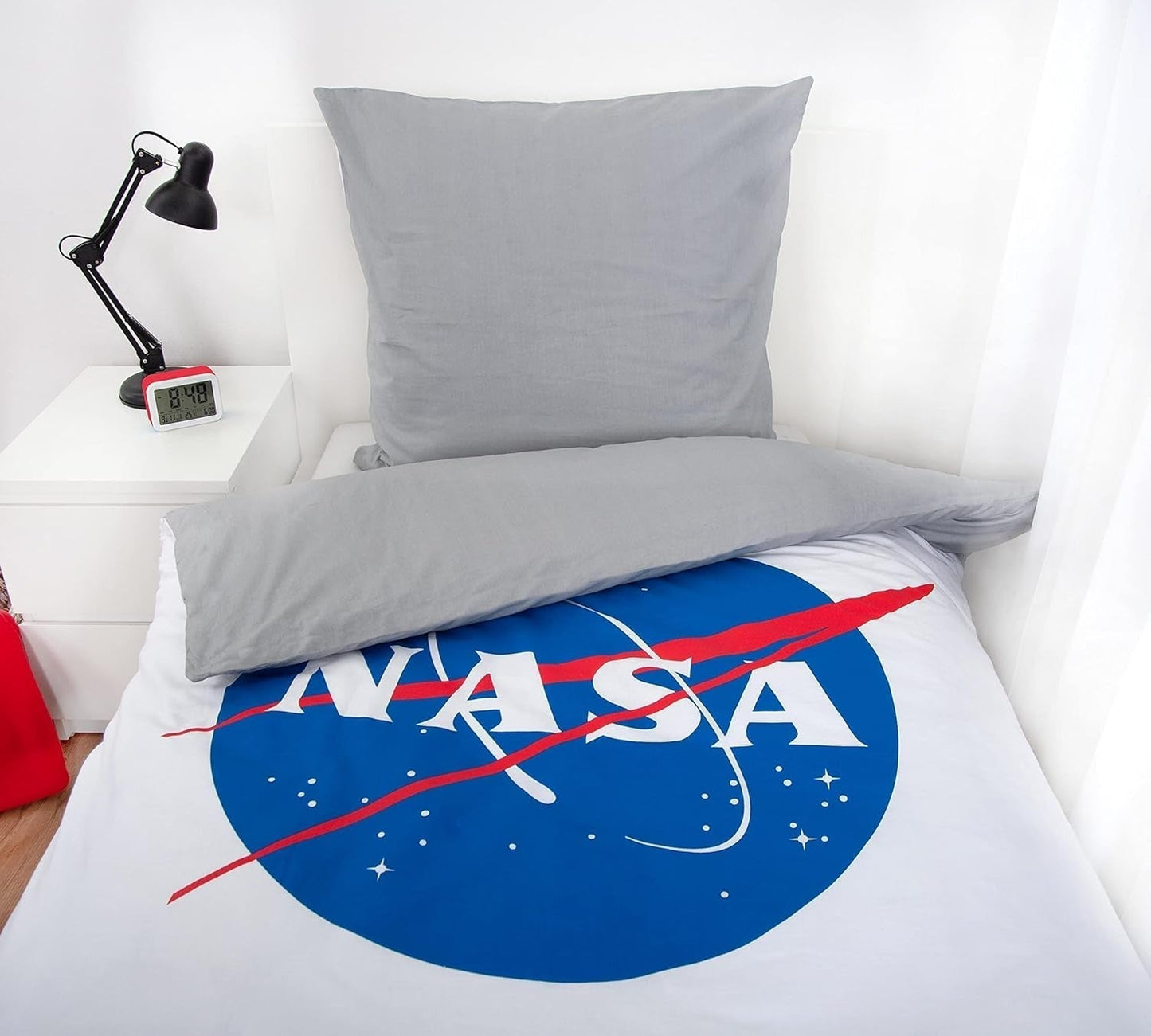 Komplet pościeli NASA, bawełna/wzmocniony, szaro/biały Pościel - dziecięca Naty Shop
