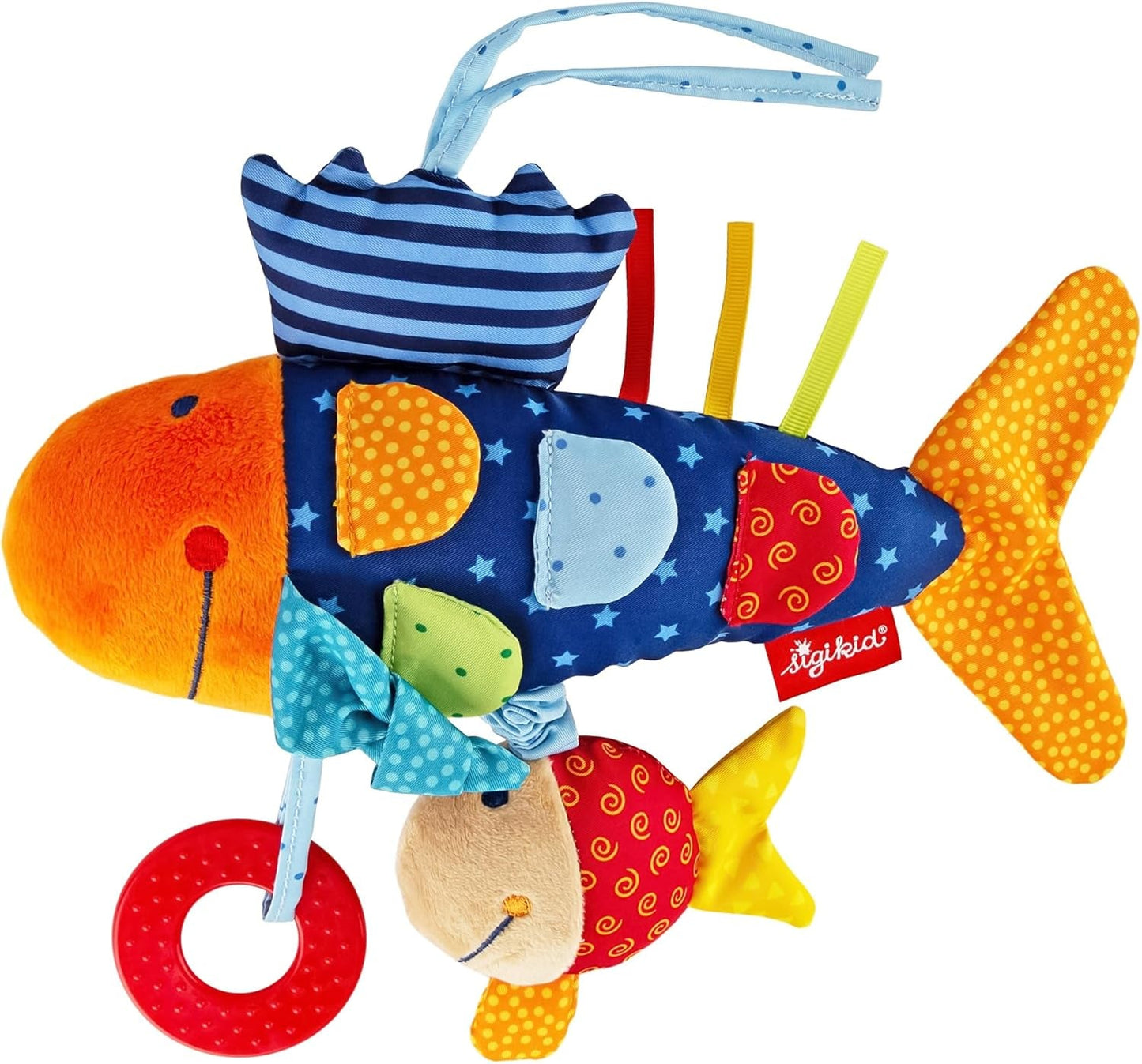 SIGIKID 40104 Aktywna rybka Baby Activity PlayQ Zabawka dla dzieci dla dziewcząt i chłopców polecane od 3 miesiąca Wielokolorowe Zabawki dla niemowląt Naty Shop Wielokolorowy/rybka