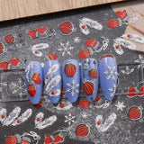 JMEOWIO 3D Nagelsticker Weihnachten Glitzer Nail Art Naklejka Selbstklebend Nagelaufkleber 5D Stereoskopisch Schneeflocke Winterurlaub Süß Dekoration Nageldesign Zubehör 4 Blatt