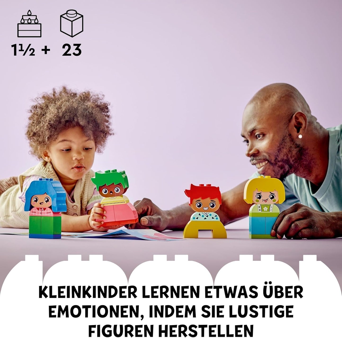LEGO DUPLO Big Feelings, gra polegająca na układaniu klocków z 23 kolorowych klocków i 4 figurkami, zabawka rozwijająca zdolności motoryczne, wspierająca rozwój społeczny i emocjonalny małych dzieci od 18 miesiąca życia 10415 Zestawy do budowania Beuche den LEGO-Store