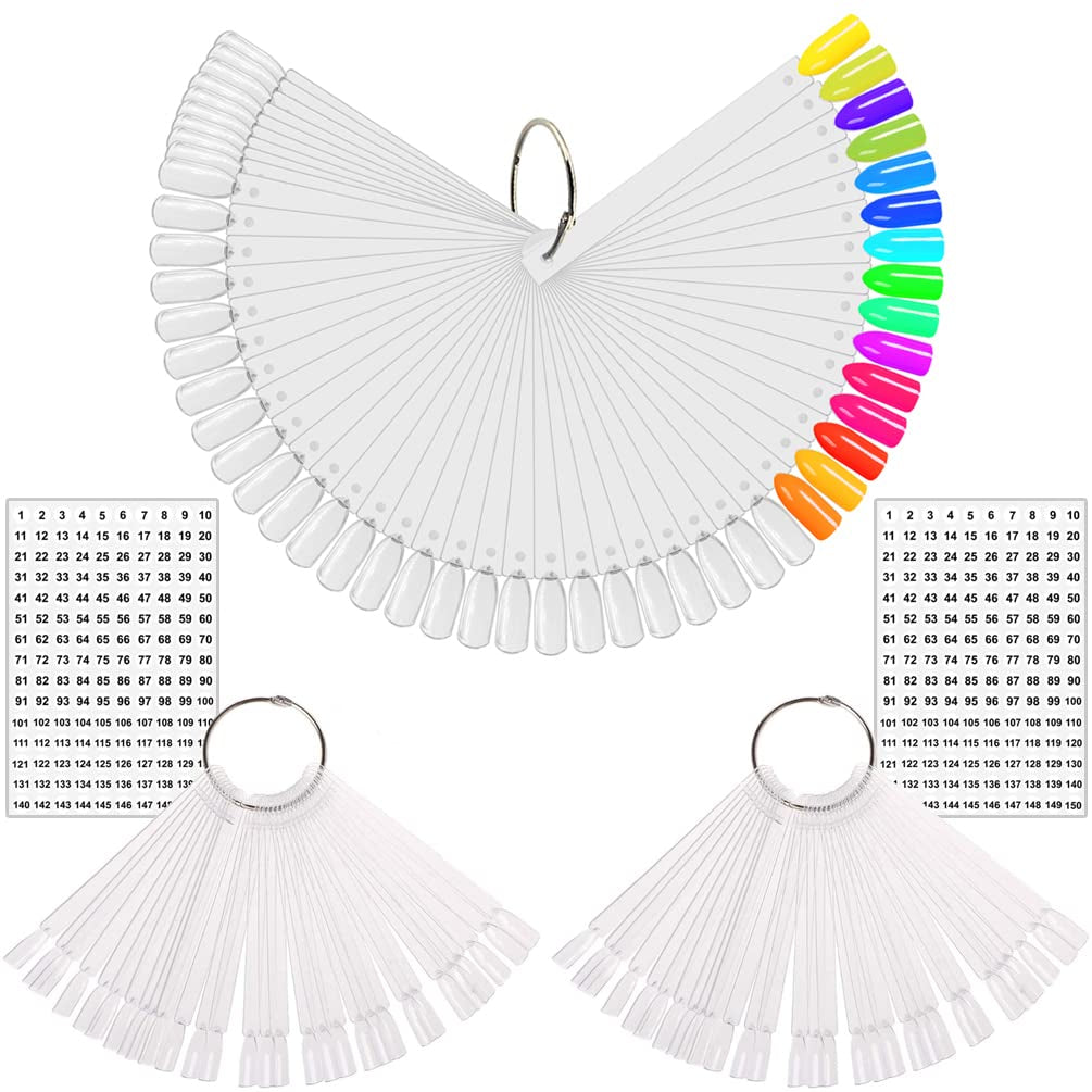 150 Stück Nail Art Tips Pierścień w sztyfcie, Przezroczysta Farbe Karte Platten Nagelleck Display Ring Sticks, Nagel Salon Übungen Display Tipsy