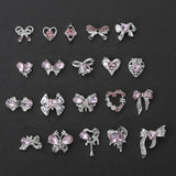 Luxus Rosa Diamant Nagel Charms 3D Butterfly Nail Art Charms Kokarda Charms do paznokci Y2K Heart Charms Nägel Zubehör Schmetterling Herz Schleife Nageldesign Edelsteine ​​​​Strasssteine ​​Glitzersteine ​​​​Nagelschmuck