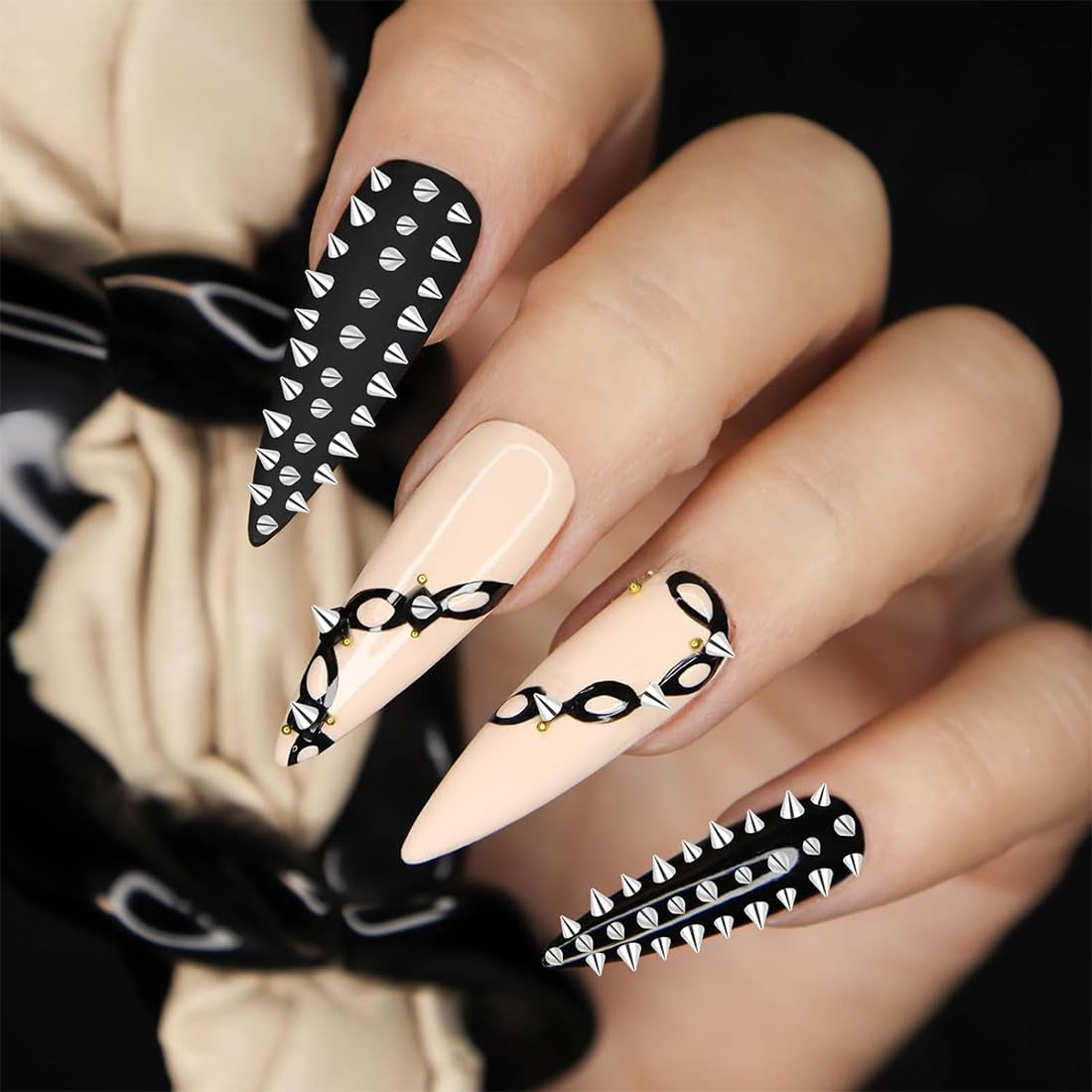 Mini Metall Nieten Punk Charms do paznokci Złoto Silber Strasssteine ​​​​Nägel Charm Kolce Kegla Nagelschmuck Glitzersteine ​​​​Szpilki do zdobienia paznokci Nagel Steine ​​Legierung Nagelanhänger Cyrkonie Nageldesign Zubehör