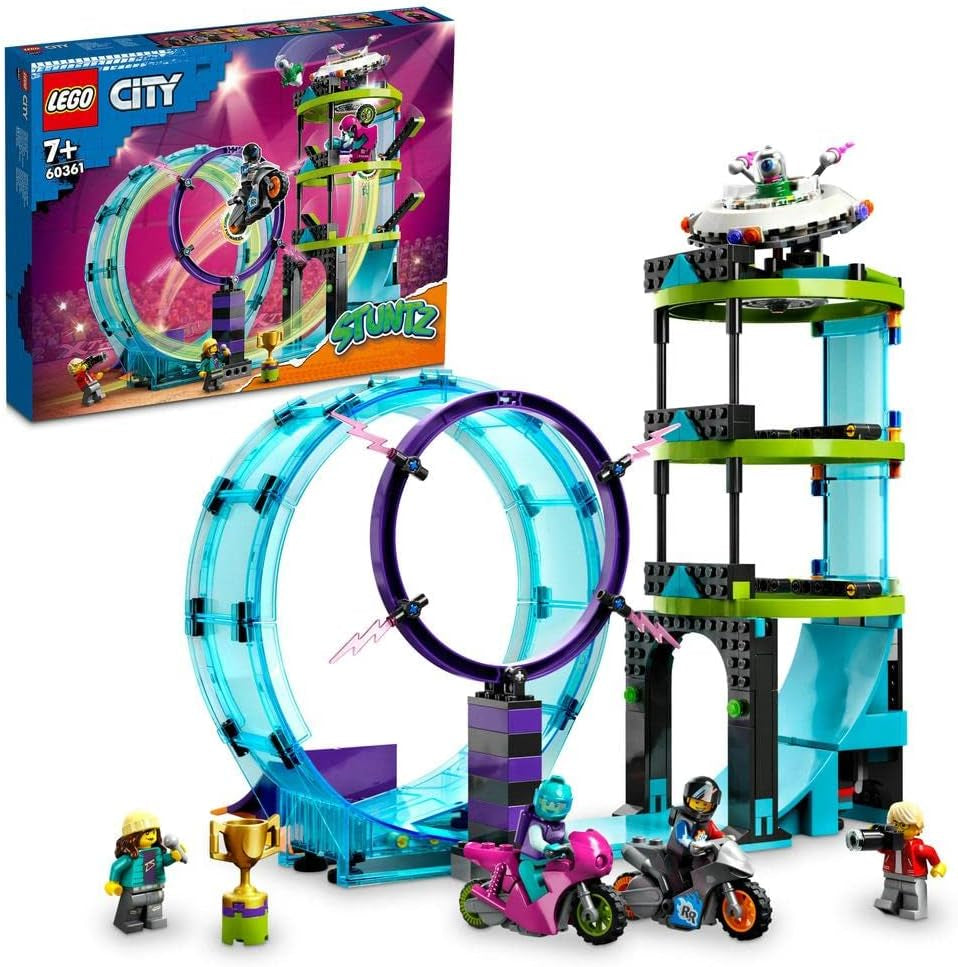 LEGO 60361 City Stuntz Ultimate Stunt Rider Challenge 3 w 1 akrobacje dla 1 lub 2 graczy z 2-kołowymi motocyklami dla dzieci Zestawy do budowania 2023 Besuche den LEGO-Store Single