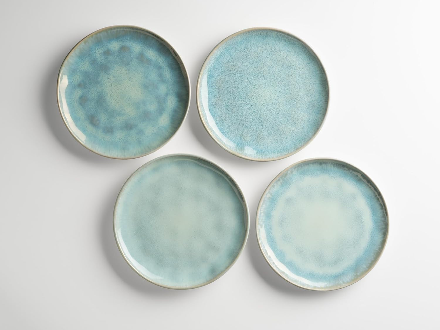 Seria MĘSER Frozen, ceramiczny zestaw obiadowy dla 4 osób, 16-częściowy serwis kombinowany o organicznych kształtach, kolorowy serwis, kamionka, turkusowo-zielony