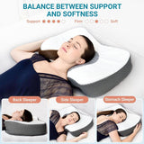 Elviros Memory Foam Poduszka ortopedyczna Poduszka przeciwbólowa szyi Poduszka do spania Ergonomiczna poduszka pod szyję Poduszka podtrzymująca szyję Poduszka przeciw chrapaniu dla osób śpiących na boku Podkładki żołądkowe Białe poduszki ortopedyczne szyjki macicy Naty Shop