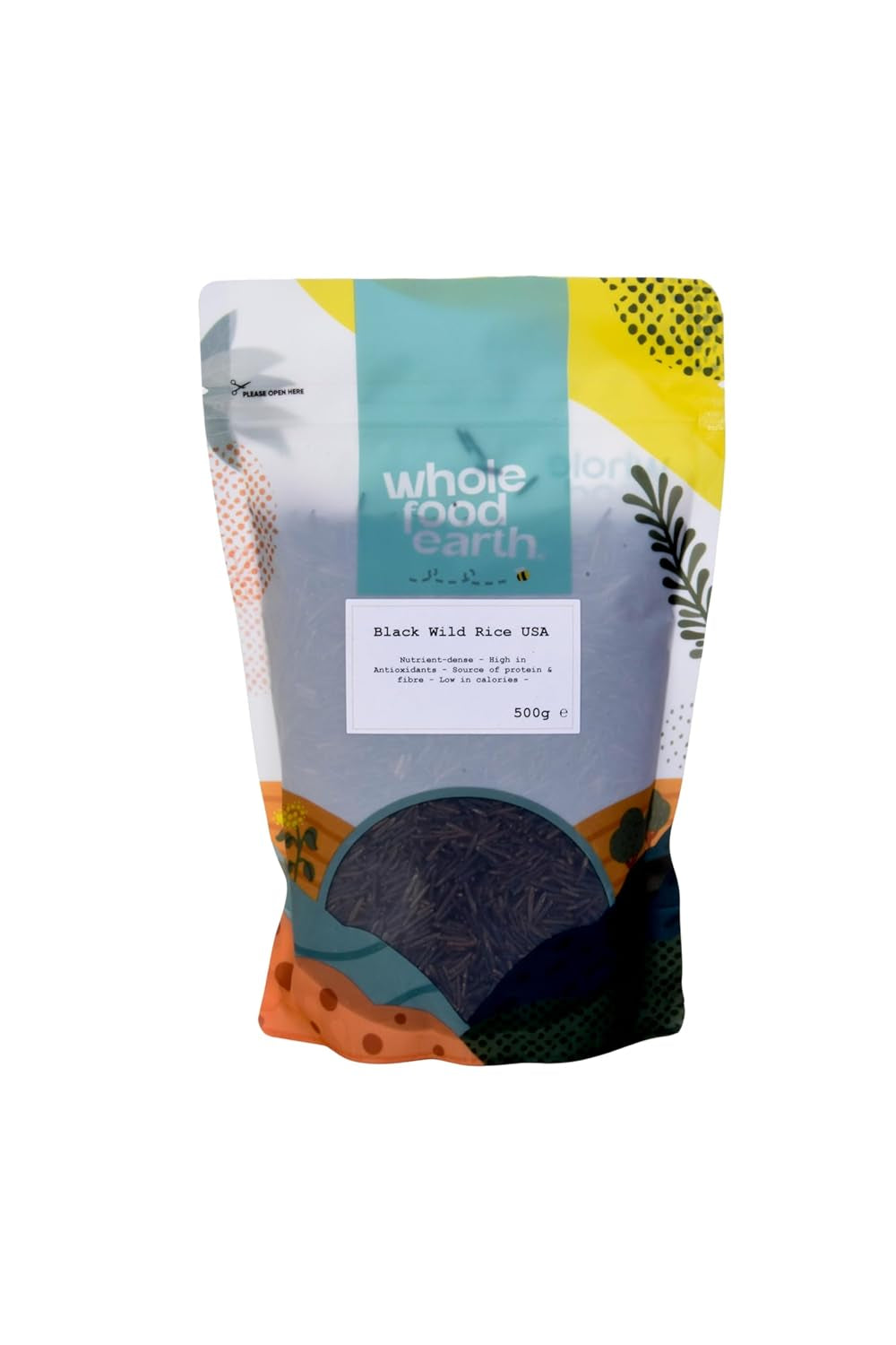 Wholefood Earth USA Czarny Dziki Ryż - Bez GMO - Naturalny - Wegański - Bez nabiału - Bez dodatku cukru, 500g