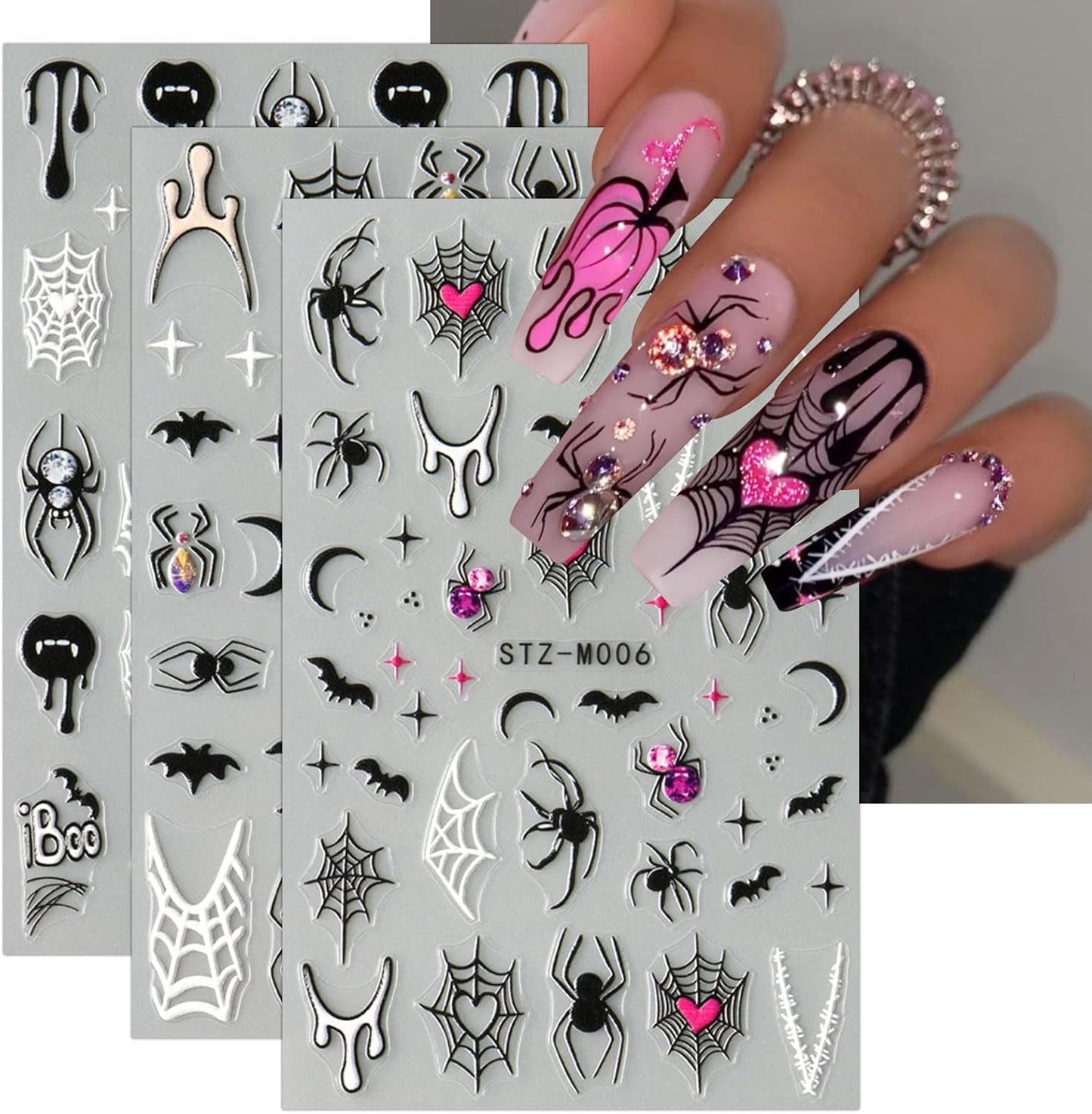 JMEOWIO Nagelsticker Halloween 6 Blatt Nail Art Naklejka Selbstklebend Nagelaufkleber Dekoration Nageldesign Zubehör