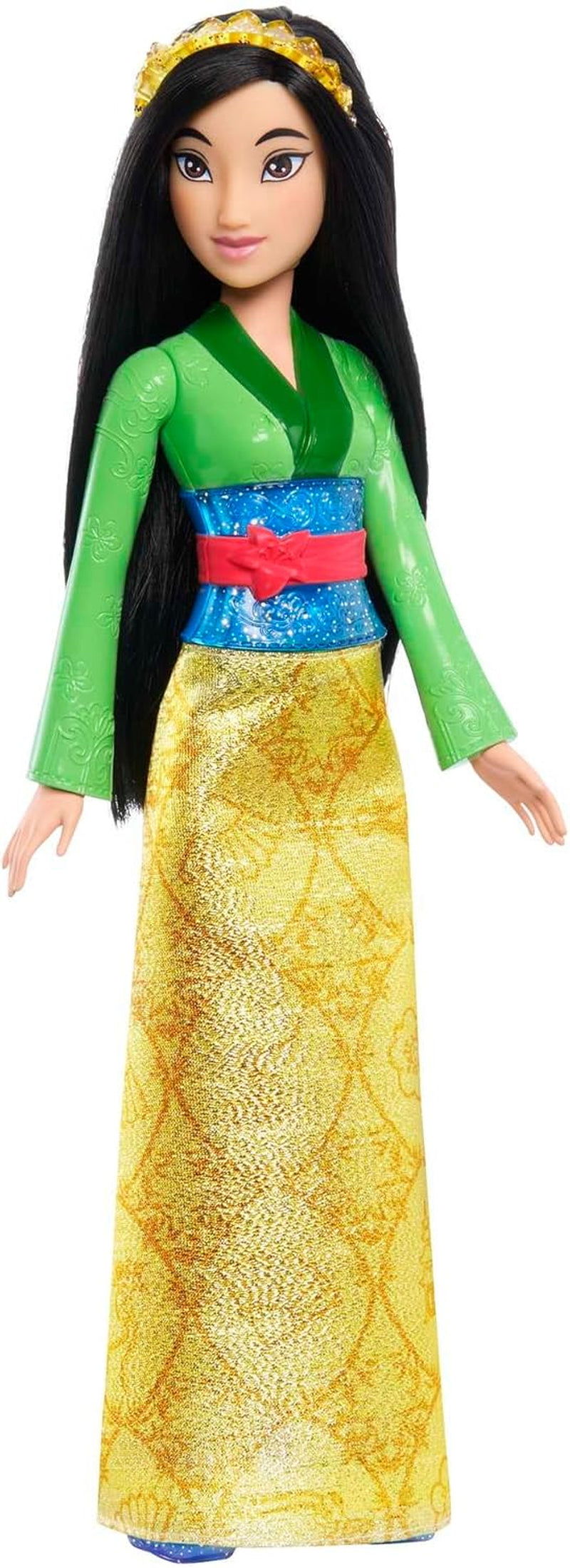 Mattel DISNEY Princess Aurora - lalka w typowym stroju, zdejmowane buty i tiara, błyszcząca góra i odpinana wzorzysta spódnica, długie włosy do układania, HLW09 Naty Shop Mulan Dolls