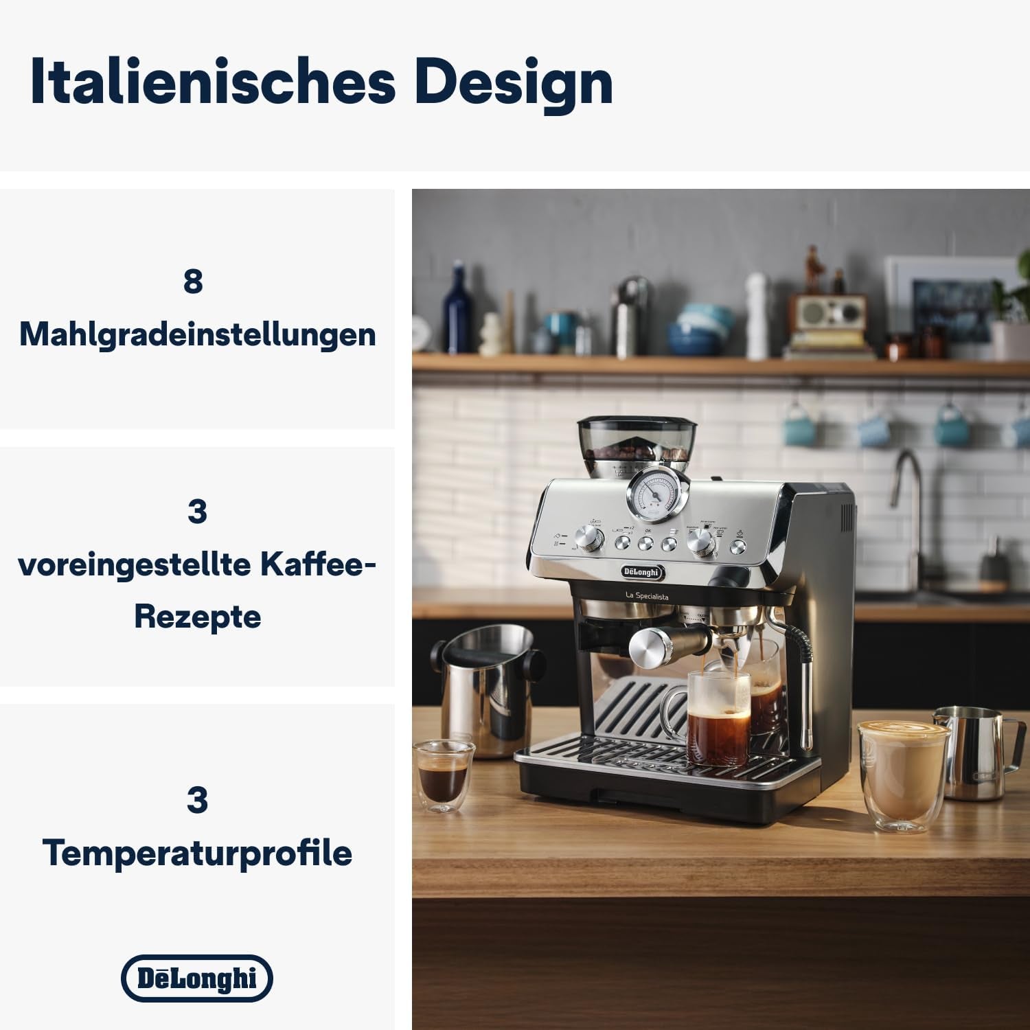 De'Longhi La Specialista Arte EC9155.MB ekspres do kawy z kolbą ze młynkiem, 8 stopni mielenia, ciśnienie 15 barów, 3 ustawienia temperatury, spieniacz do mleka, 1550 W, zbiornik 1,7 l, stal nierdzewna/czarny, w zestawie zestaw baristy