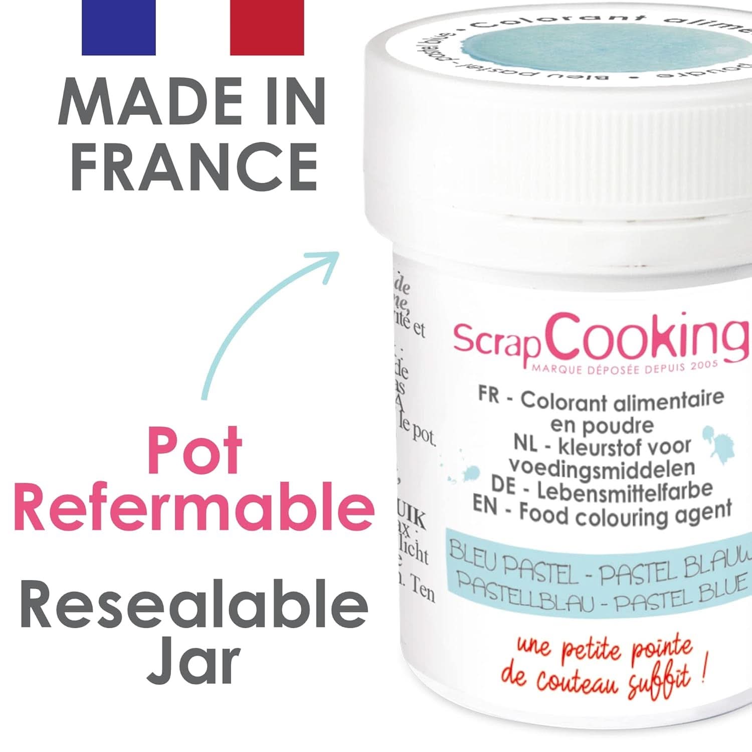 Scrapcooking, barwnik spożywczy w proszku, pastelowy błękit, 5 gramów Naty Shop