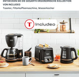 Ekspres do kawy Tefal Includeo z filtrem, Ekspres do kawy Niezwykle łatwy w obsłudze, Odpowiedni dla osób prawo- i leworęcznych, Automatyczne otwieranie pokrywy, 1,25 l, 10 do 15 filiżanek, CM533811