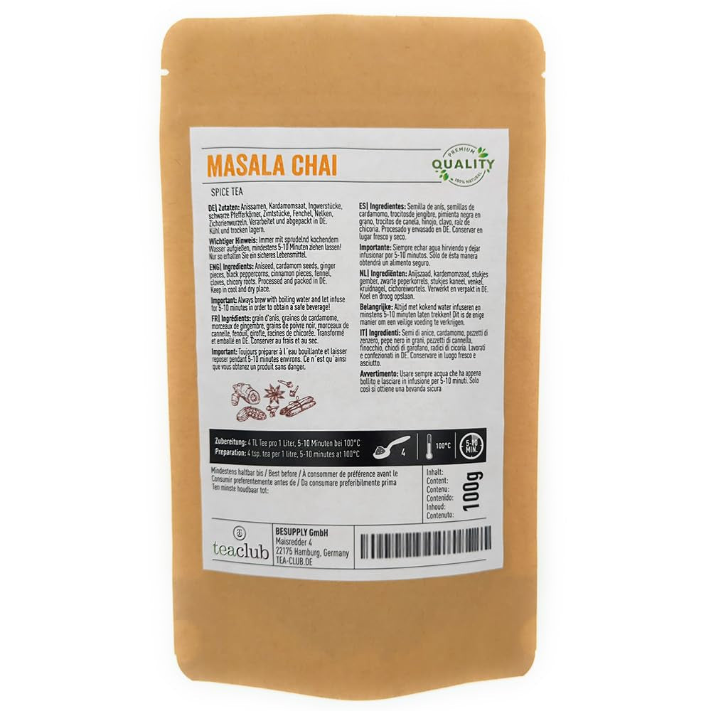 Mieszanka przypraw do herbaty Masala Chai 100g, Przyprawy indyjskie do herbaty chai lub chai latte, 100% naturalne, bezsmakowe, Herbata Teaclub
