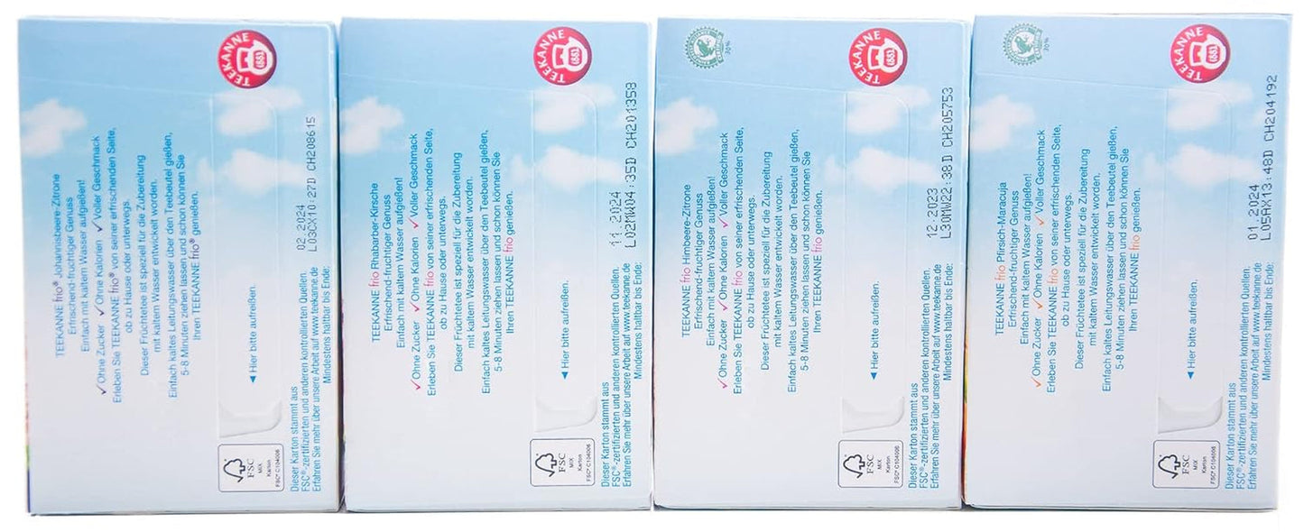 Teekanne Frio 4 sztuki, Rabarbar-Wiśnia, Porzeczka-Cytryna, Malina-Cytryna, Brzoskwinia-Marakuja (4 x 45g)