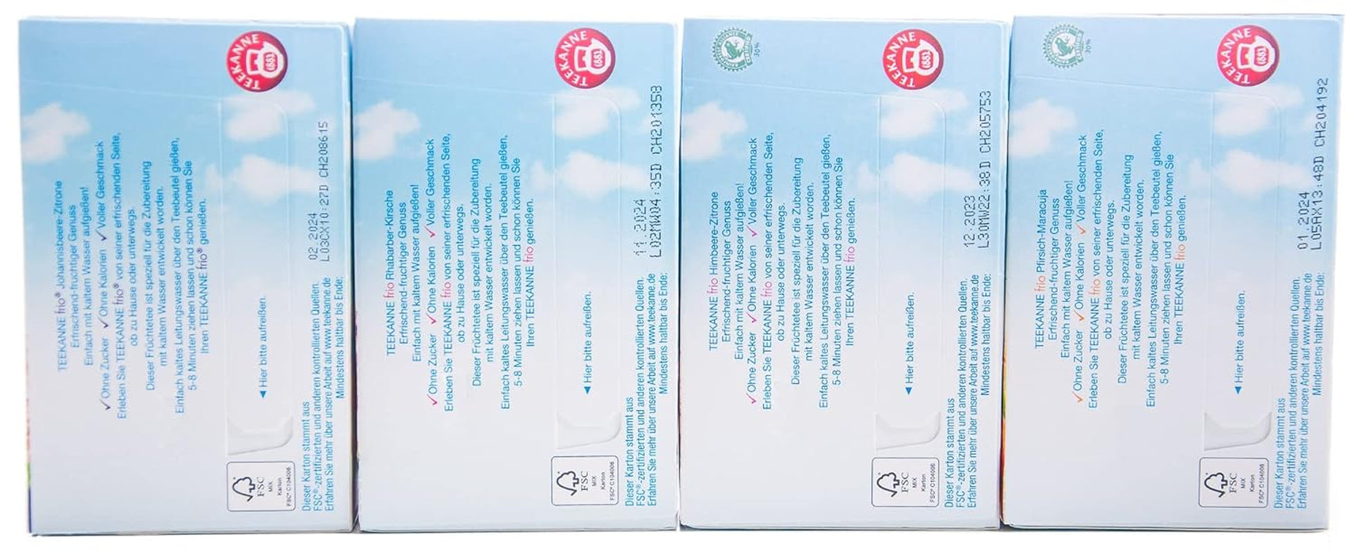 Teekanne Frio 4 sztuki, Rabarbar-Wiśnia, Porzeczka-Cytryna, Malina-Cytryna, Brzoskwinia-Marakuja (4 x 45g)