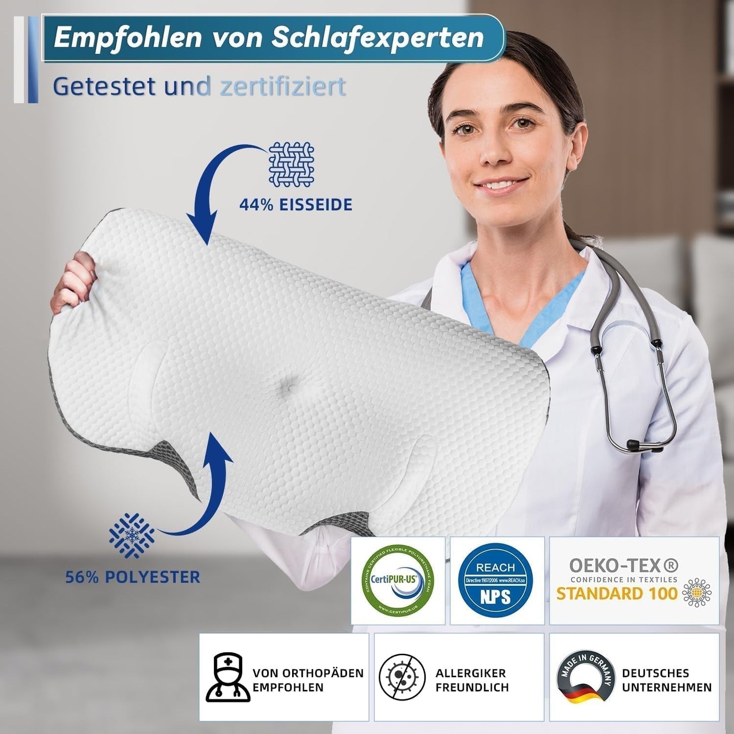 IDEA Poduszka przeciwbólowa szyi Poduszka ortopedyczna z pianki memory Poduszka ergonomiczna poduszka pod szyję zapewniająca optymalne wsparcie Poduszka przeciw chrapaniu Poduszka ortopedyczna do spania na boku, plecach i brzuchu Poduszki ortopedyczne odcinka szyjnego Naty Shop